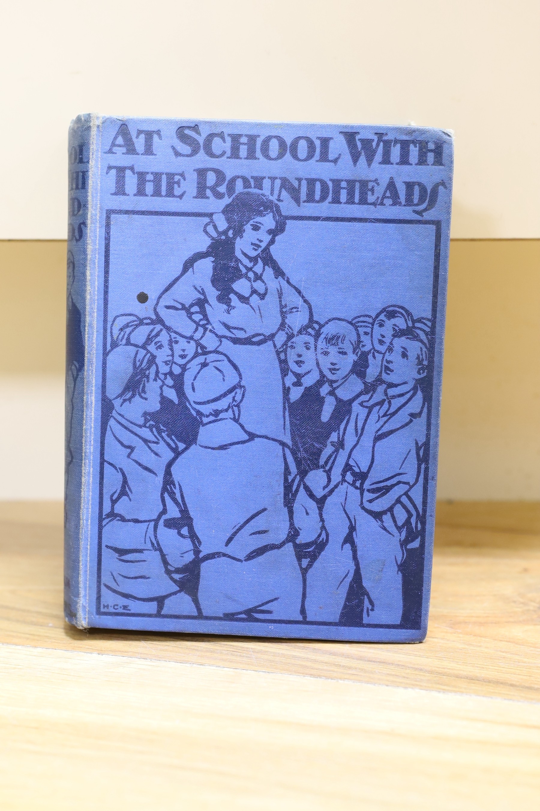 Original Artwork - Harold C. Earnshaw (1886-1937) - A set of four coloured illustrations for At School with the Roundheads, by Elsie Jeanette Oxenham, signed, 29 x 18.5cms., framed, together with a copy of the book, [191